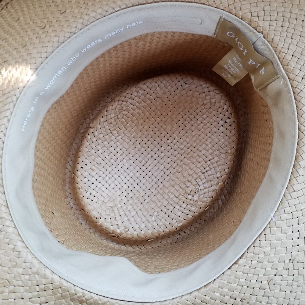 GIGI PIP Bre Porkpie Natural Woven Straw Hat, Size 57 - Picture 6 of 8